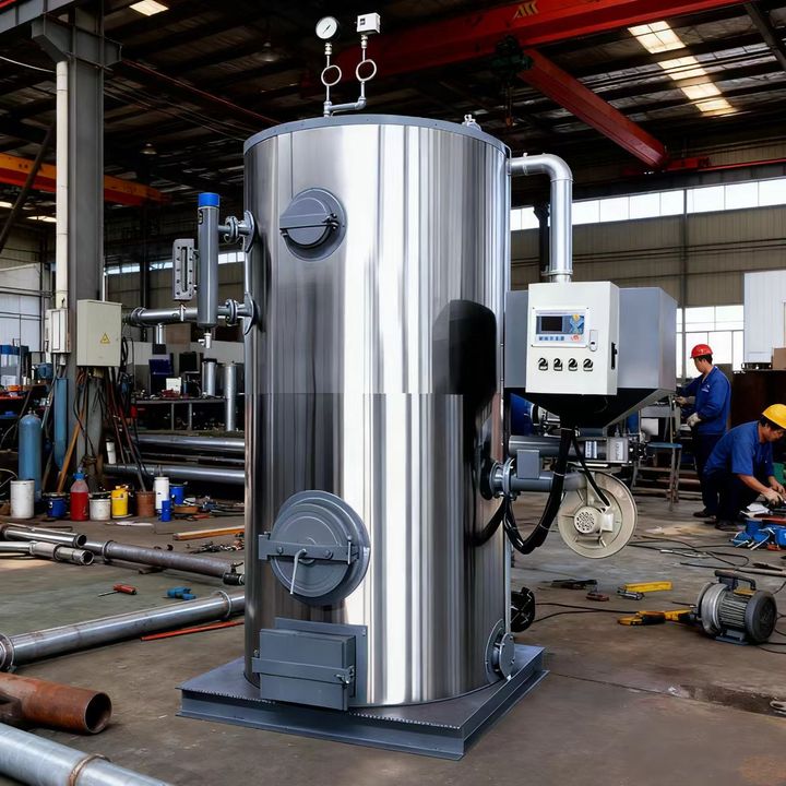 Low Price Low Pressure 200kg-2000kg Capacity Automatic Vertical Fire Tube Industrial Biomass Steam Boiler