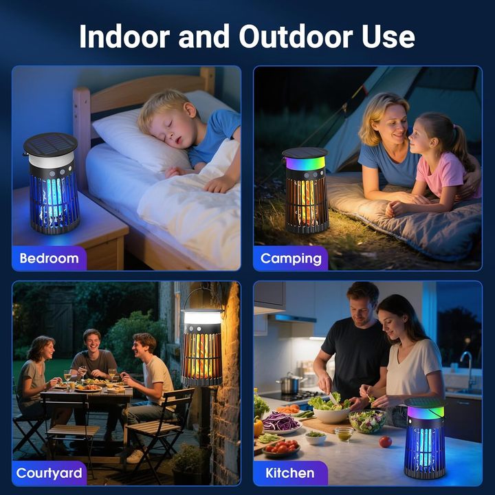 Saijzek New ROHS EPA CE Outdoor Indoor Rechargeable Mosquito Insect Bug Zapper Lantern Bug Light Zapper Solar Bug Zapper