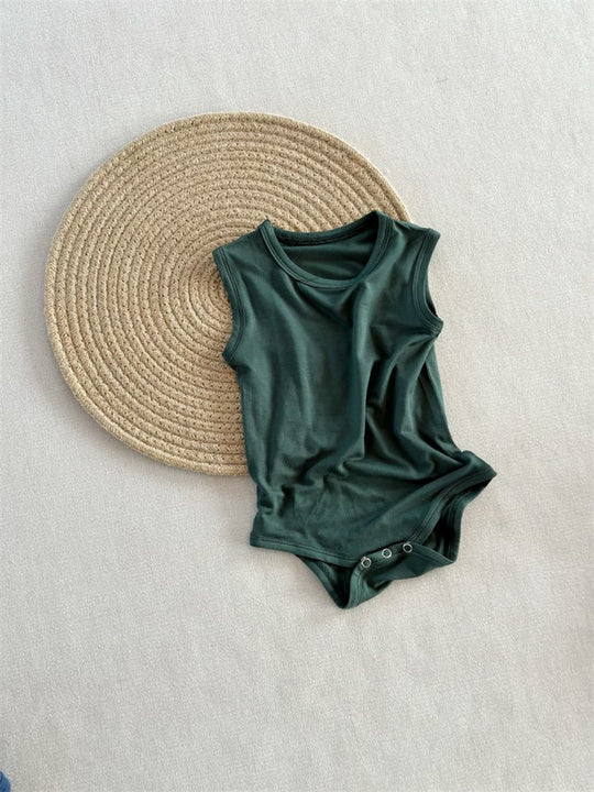 Newborn Baby Sleeveless Soft Bamboo Romper Infant Casual Eco-friendly OEKO-TEX Bamboo Fabric Clothing Baby Onesie Solid Color