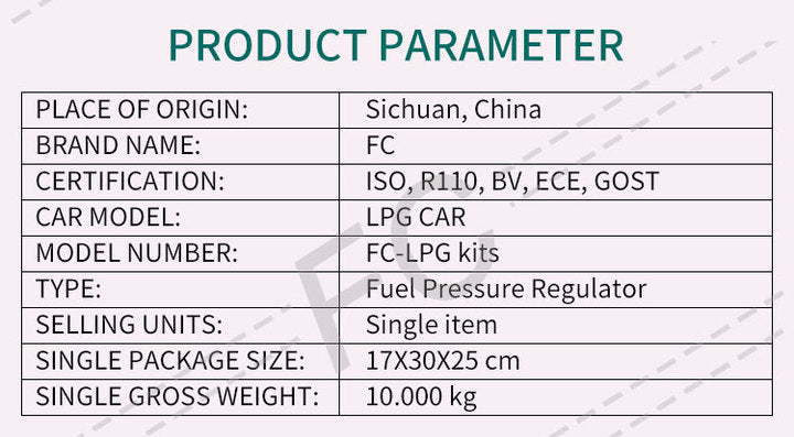 FC LPG Conversion Kit for 6-Cylinder Cars Complete Gas System for Trucks & SUVs (CE Certified)