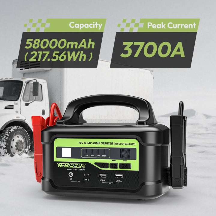 Yesper P1 New Arrival High Power Emergency Portable Jump Starter 12V 24V 58800mAh Power Pack Starter Jump