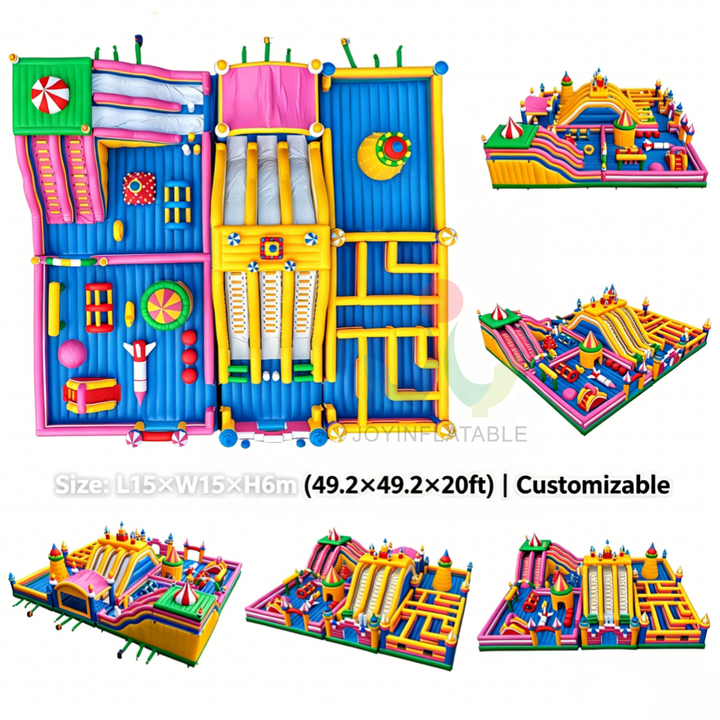 Durable Inflatable Combo Bounce House Giant Candy Castle Fun City Outdoor Event Playground PVC for Commercial Rental Use
