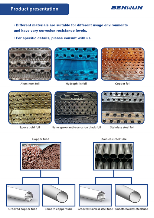Copper Tube Copper Fin Heat Exchanger Air Conditioners and Cold Storage Refrigeration System
