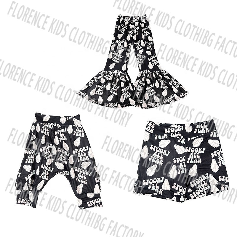 DH OEM pantalones de nina halloween skull toddler wide legging pants kids pants girls 9-10