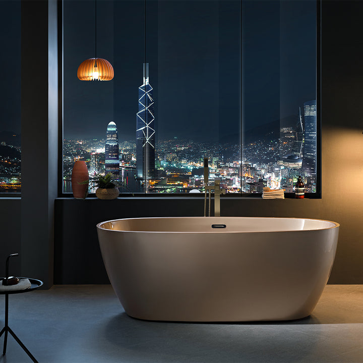 White Acrylic Freestanding Walk-In Bathtub Design Modern Whirlpool Whirlpool Bath Tub with Faucet