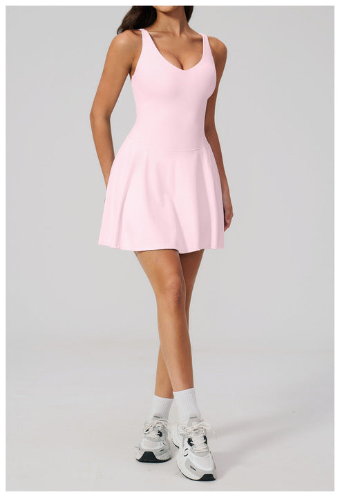 Women's Spaghetti Strap Full Length V-neck Nine Quarter Sleeve Side Pocket Three-Dimensional Anti Light Eco-Friendly Lightweight