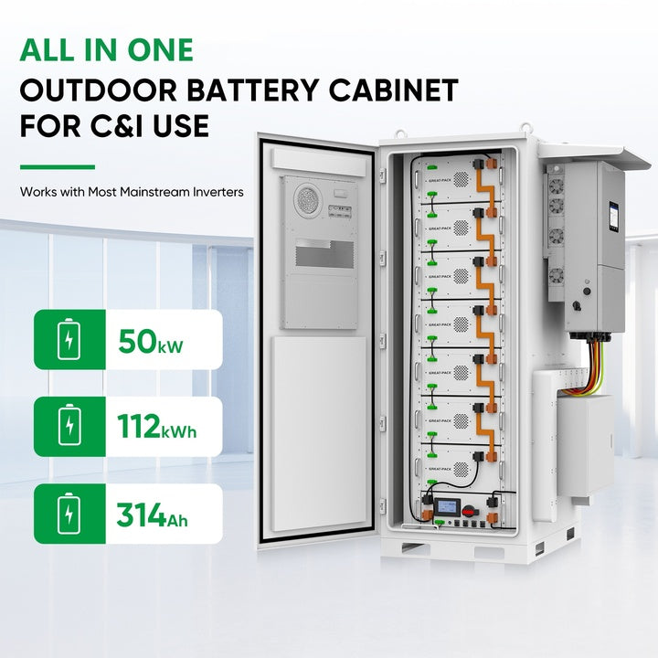 Industrial Commercial Air Cooling 50kw 112kwh Lifepo4 Battery Cabinet LFP Battery Container Bess Solar Energy Storage System