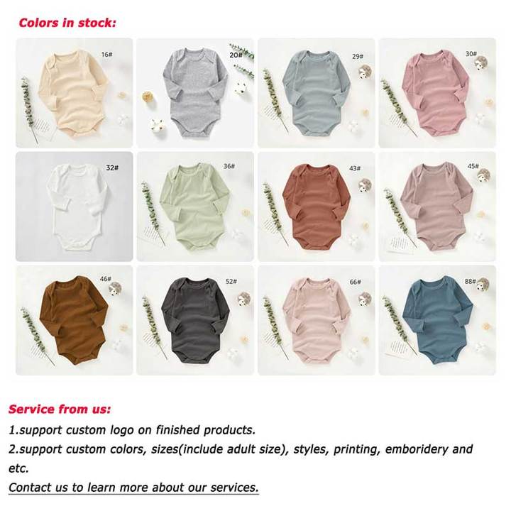 Manufacturer Super Soft Sleeve Baby Rompers Solid Ribbed Organic Cotton Sleeve Baby Romper Clothes