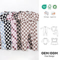 OEM ODM Bamboo YKK Zipper Pajamas Toddler Boy Girl Square Print Clothing Newborn Baby Bamboo Fabric Clothes Sleeper