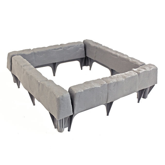 Set of 4 Cobbled Stone Effect Plastic Garden Lawn Edging Borders for Outdoor Landscaping & Decking