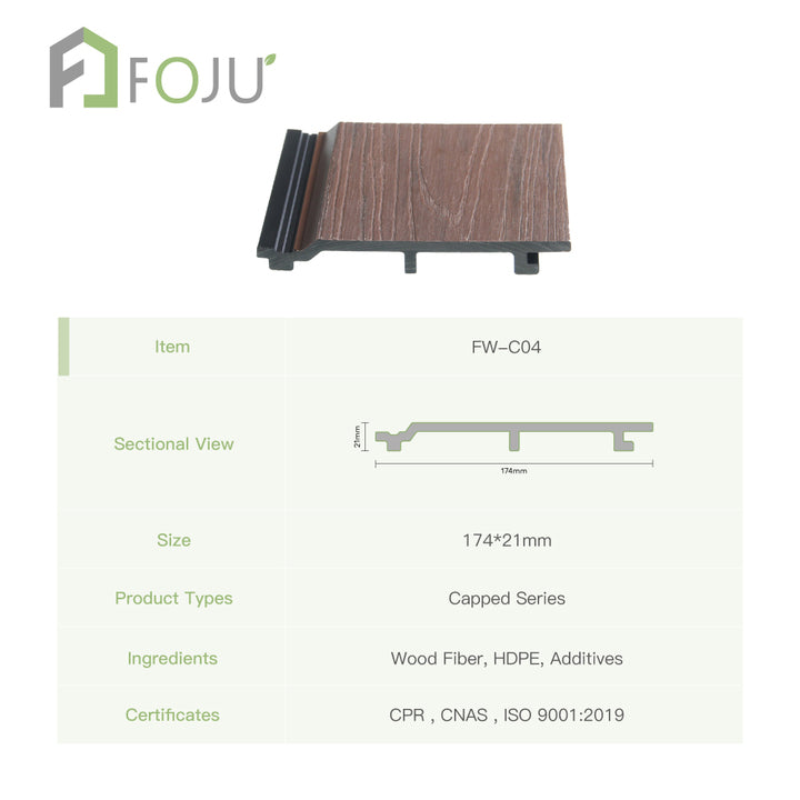 Outdoor Composite Cladding Panels WPC Wall Cladding with Wood Grain Surface for Villa Hotel Garden Exterior Decoration