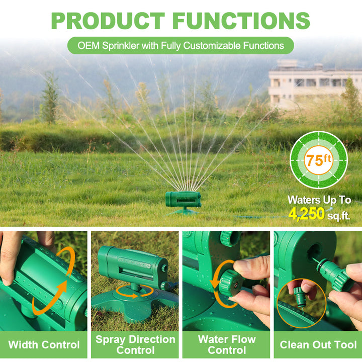 SUNSHINE Custom Oscillating Lawn Sprinkler Adjustable Spray Width Wholesale Garden Irrigation System OEM ODM Large Area Watering