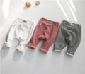 Spring Autumn Solid Color Cotton Child Baby Kids Unisex Sports Long Trousers Pants For Baby Boys Girls