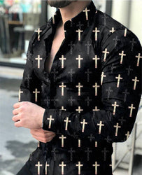 Fashion Custom Men Tee Dress Shirts Casual Clothes Long Sleeve Printing Shirts For Mens