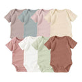 Customized logo From 20pcs Envelope Short Sleeve Snap Ribbed Organic Cotton Baby Unisex Romper Baby Bodysuit