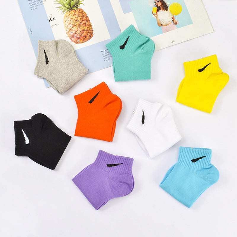 KTS467 Men's Women's Premium Cotton Short Tube Socks Rainbow Candy Color Boat Socks Fashion Sports Ankle NK Custom Logo Socks