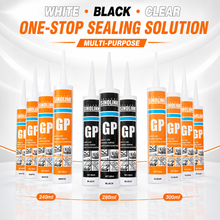 China Manufacturers Sealing Products Waterproof RTV Gasket Maker Window Glue Black Transparent White Sanitary Silicone Sealant