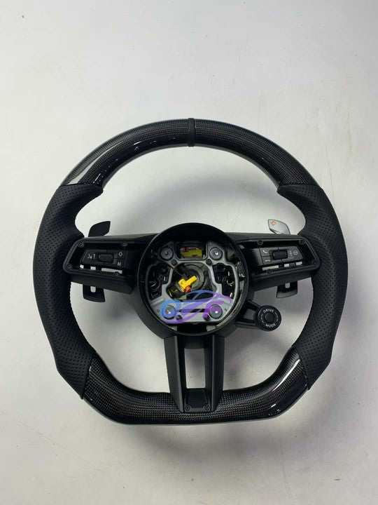 For Porsche Macan Panamera Cayenne Cayman Boxster 991 992 970 971 918 997 718 981 Modified Leather Black Sports Steering Wheel