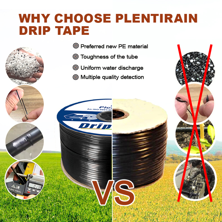 China Factory Plentirain Plastic Drip Irrigation Tape 16mm 22mm Thickness Drip Tape with Flat Emitter for Watermelon