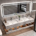 Modern European Style Double Sink Bathroom Vanity with Mirror Water-Resistant From Hotel Supplie