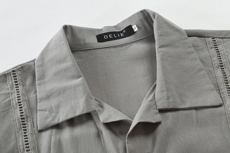 Wholesale Casual Fashion Design Summer Short Sleeve Shirts Button Up Mens Linen Beach Shirt