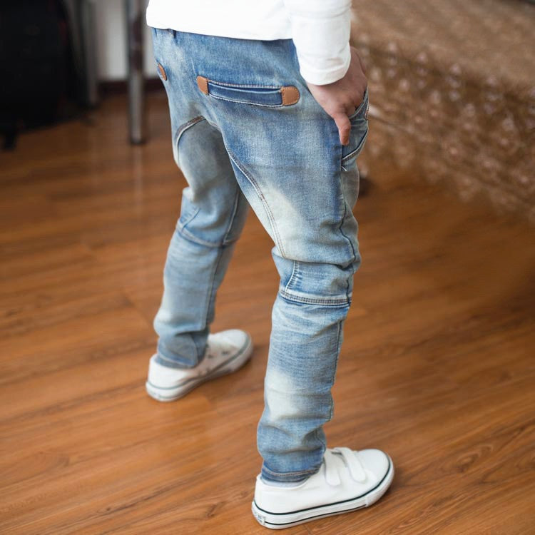 Hot sale pure cotton denim boy's jeans trousers high quality fashion denim pants for kids jeans