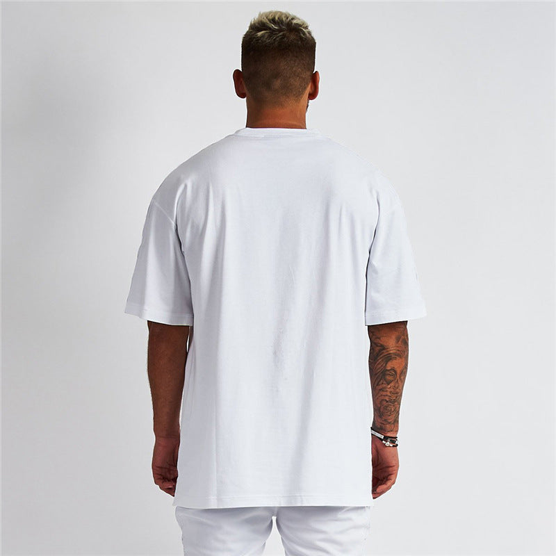 mens blank cotton tshirt loose drop shoulder design logo oversized custom t shirts
