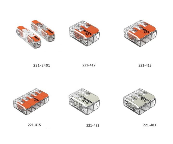 Original New Quick Wire Connector 221 Series 221-412 221-413 221-415 Spring Clamp ST Cable Mount Terminal Block Alternatives