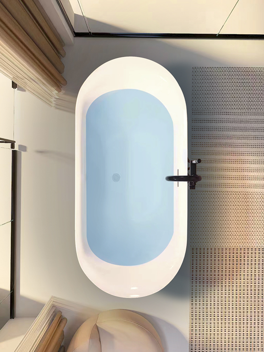 Luxury Modern Acrylic Freestanding Bathtub European Hotel-Style Adult-Size with Soaking Function and Drainer
