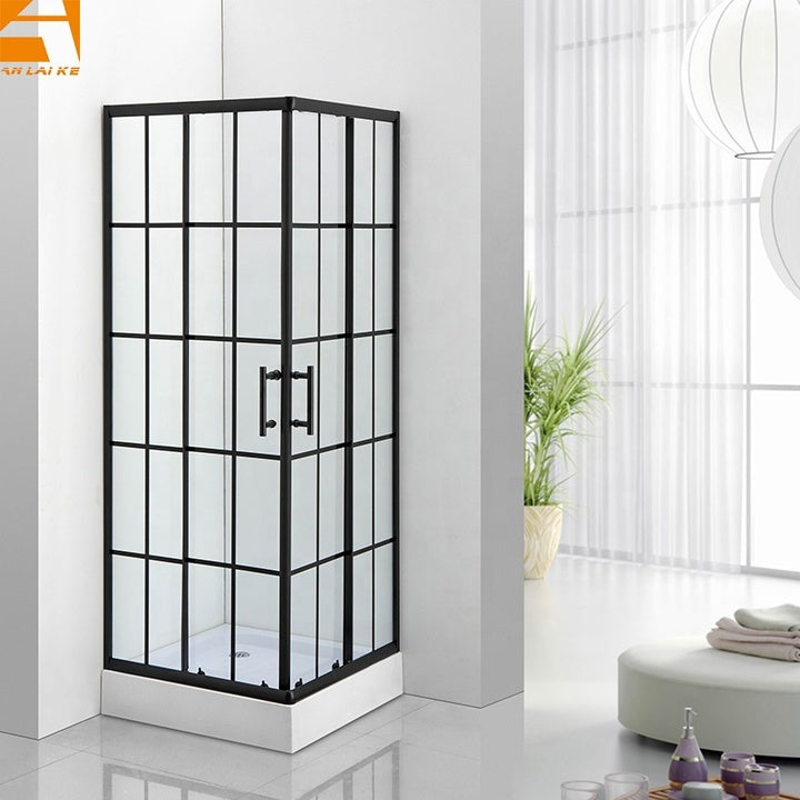 Cheap Square Bathroom Shower Cubicle KF-2301B Tempered Glass Shower Enclosure with Base Sliding Door Aluminium Alloy Frame