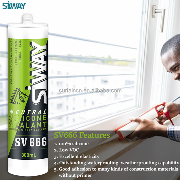 SV666 Factory Price No Smell 600ml PVC Pipe Oem One Conponent Waterproof Neutral Silicone Cure Silicon Sealant for Window & Door