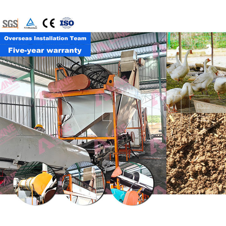 LANE Automated Poultry Farm Waste Recycling System Goose Manure Composting Organic Fertilizer Production Line
