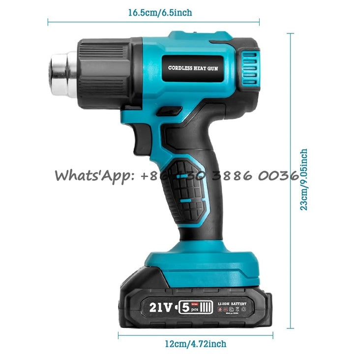 Industrial 21V Lithium Battery Temperature Adjustable Electric Heat Gun Cordless Hot Air Gun for Shrink Wrap and Welding