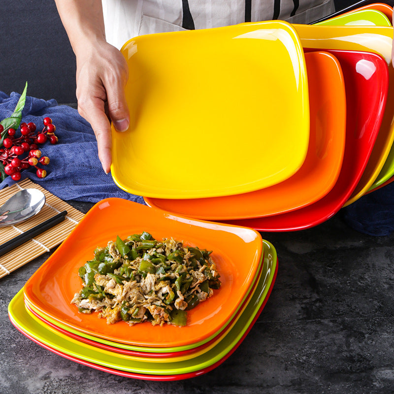 Wholesale Colorful Melamine Plates Snack Cooking Square Melamine Plates Set Dinnerware For Restaurant Household Bbq