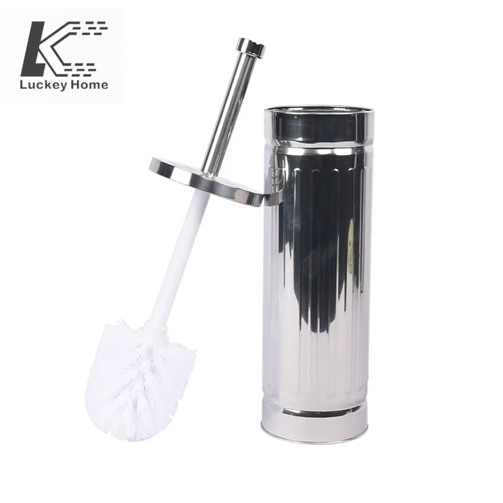 Heavy-Duty Stiff Bristle Toilet Brush - Stainless Steel Handle with Metal Cover for Bathroom
