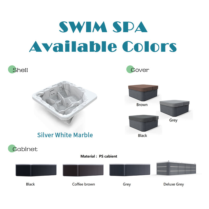 High Quality Rectangle Modern Freestanding Acrylic Swimming Spa Pool Balboa Family Outdoor Endless Swim Pool for Hotel Villa Use