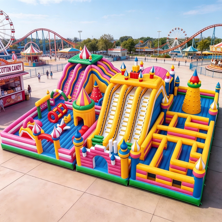 Durable Inflatable Combo Bounce House Giant Candy Castle Fun City Outdoor Event Playground PVC for Commercial Rental Use