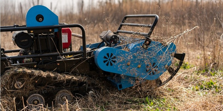 Big Power Diesel Engine Small Robot Grass Cutter Cutting Width 80cm 100cm 120cm Remote Control Crawler Brush Cutter Flail Mower