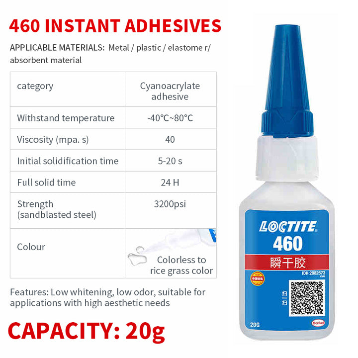 China Manufacturer Supply Loctit 401 403 406 460 495 496 Bonding Plastic Metal Rubber Cyanoacrylate Adhesive Super Instant Glue