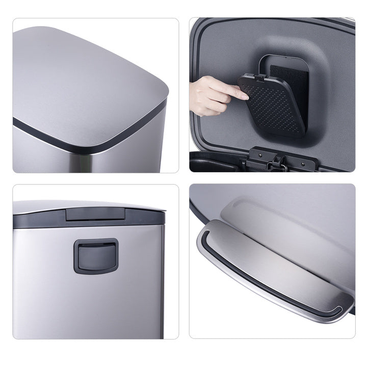 Rectangular Pedal Dustbin House Kitchen Metal Garbage Can Large Capacity 50L Trash Bin with Lid WBS139