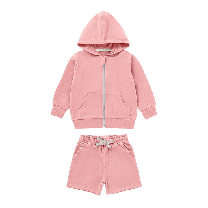 Solid Fashion Children Baby Hoodies Sweatshirts and Shorts Set Baby Clothing Set Autumn