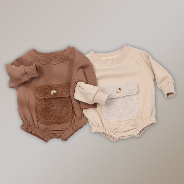 Custom Toddler Clothes Sweatshirts Kids Jumpsuits Bubble Romper Baby Fleece Neutral Kangaroo Pocket Winter Clothes Baby Rompers