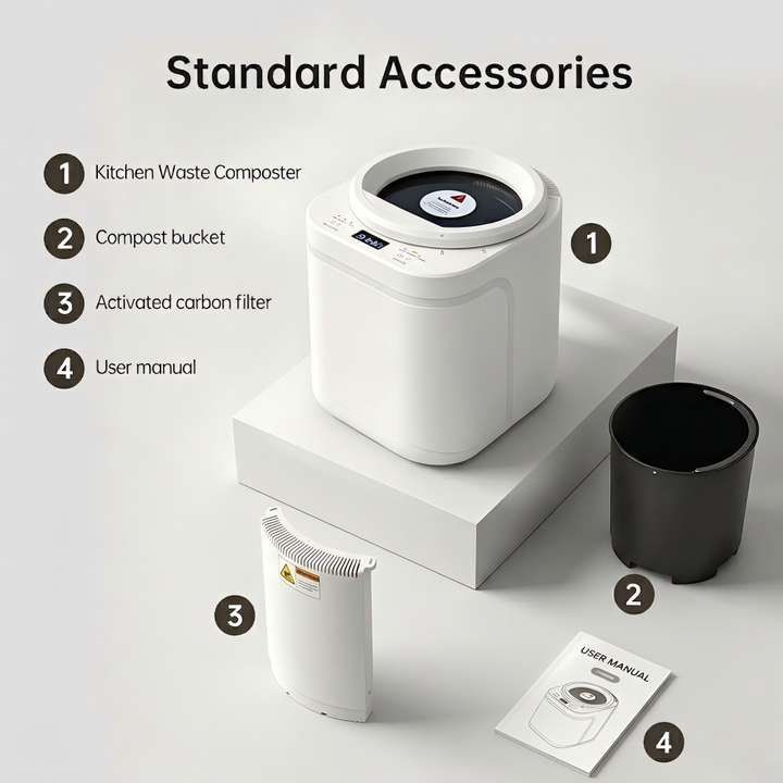 2.5L 500W Electric Automatic Food Waste Composter 37dB Silent Stainless Steel Composter for Home Kitchen