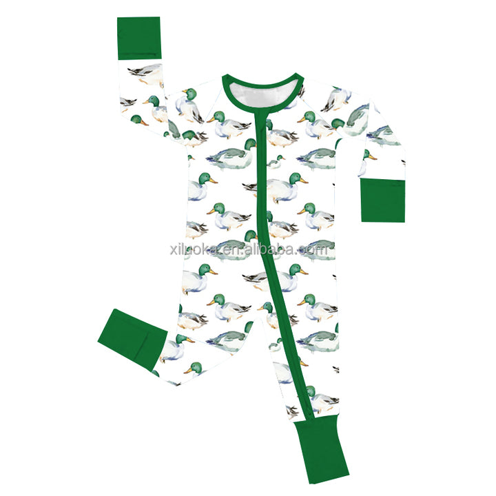 Custom Ribbons Bows Organic Bamboo Zippy Newborn Baby Romper Sleeper Kid Infant Pajamas Clothes