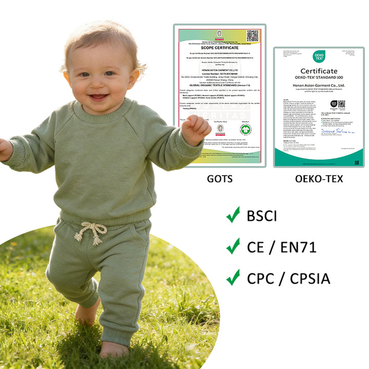 10 Colors in Stock French Terry Pullover Winter Sleeve Solid Color Jogger Set Baby Suit Baby Clothing Set