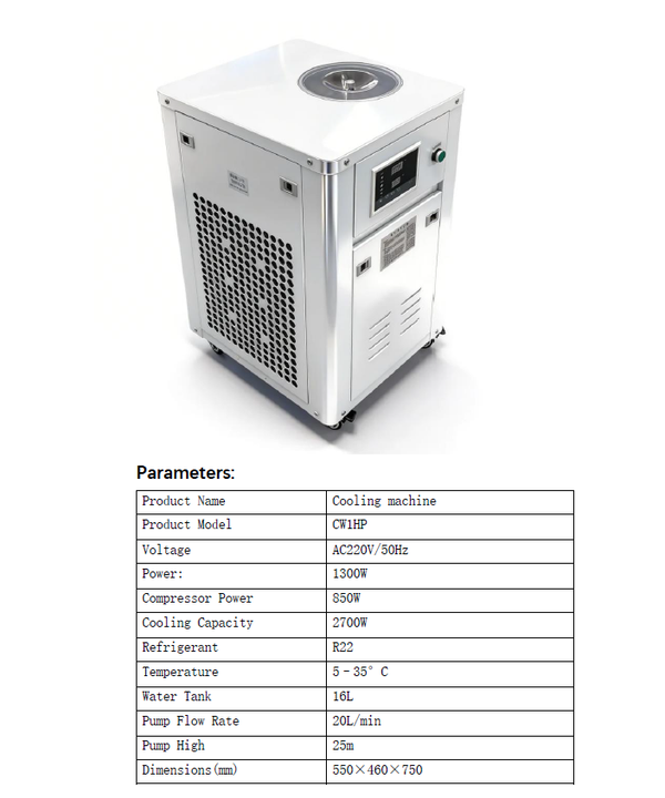 1HP Water Chiller Industrial Cooling System Air Cooled Chiller Cooling Machine Freezer for Plastic Injection Molding Machine