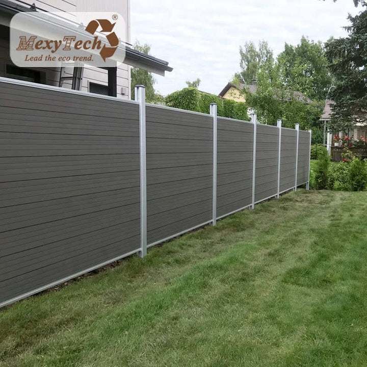 MexyTech MecoFence Wood Plastic Composite Wpc Garden Privacy Fence with Solar Led Light