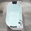 67" Freestanding Whirlpool Bathtub Oval with 8 Hydromassage Adjustable Water Jets Luxury Acrylic Massage SPA Soaking Bath Tub