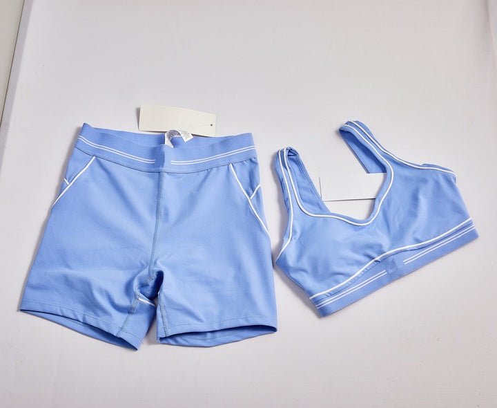 Low-price Wholesale Ready Ship 2-Piece Solid Yoga Shorts Set Seamless Breathable Anti-Wrinkle Quick Dry Eco-Friendly Front