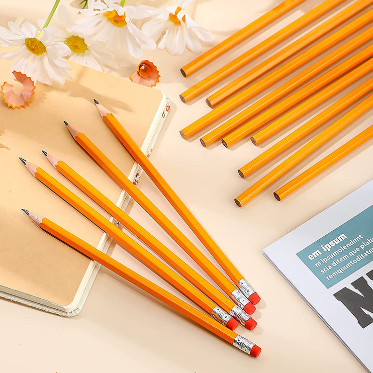 factory cheapest pencils customized eco friendly kids drawing 2b HB yellow wooden hexagonal pencils set with eraser for japan